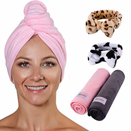 GetUSCart- Microfiber Hair Towel Wrap for-Curly Hair and Thick Long Wavy  Hair, Set of 2 Quick Hair Drying Towel, Hair Wrap Towel for Women and Men