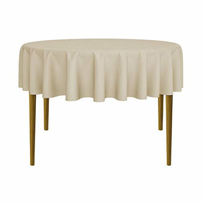 Picture of Lann's Linens - 70" Round Premium Tablecloth for Wedding / Banquet / Restaurant - Polyester Fabric Table Cloth - Beige