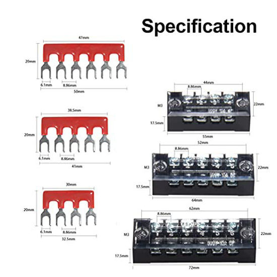 GetUSCart 6 Sets Terminal Blocks, 4/5/6 Positions 600V 15A Dual Row