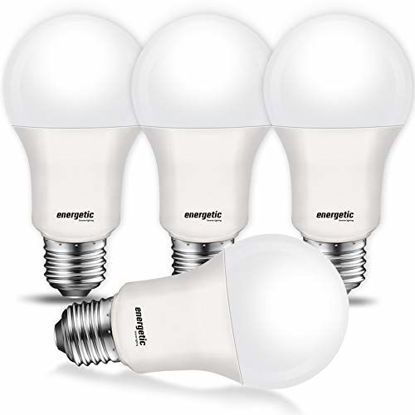 Picture of Energetic Super Bright 75 Watt Light Bulbs, 1200LM, Cool White 4000K, Non-Dimmable A19 LED Bulb, E26 Standard Base, UL Listed, 4 Pack
