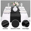 Picture of Hahuho 5-Pack Satin Table Runner Black 12 x 108 inches Long, Table Runners for Wedding, Birthday Parties, Banquets Decorations5 Pack, 12x108 Inch, Black
