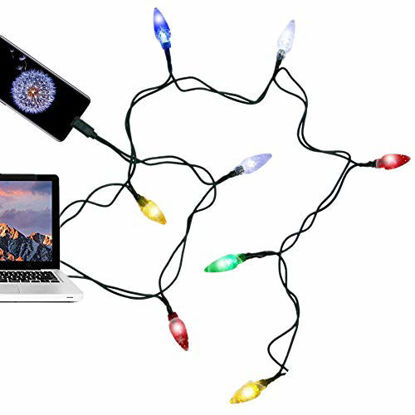 Picture of LED Christmas Lights Type C Cable, USB and Bulb USB C Charger Charging Cable 50Inch 10LED Multicolor Compatible with Samsung Galaxy S10+ S10E S9 S8 Plus Note 10 9 8,Moto Z,LG G8 and More (1 Pack)
