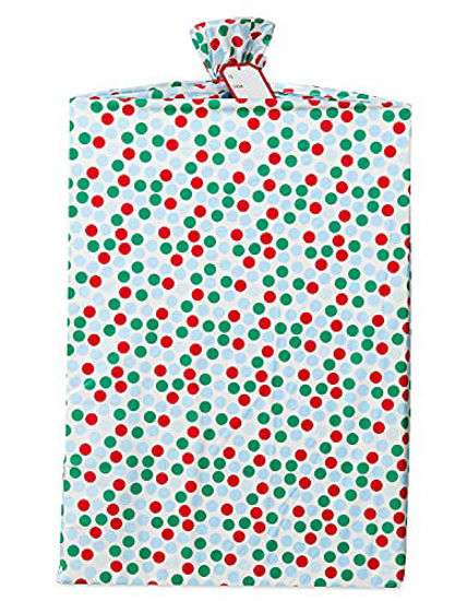 Picture of American Greetings Jumbo Plastic Christmas Gift Bag, Red & Green Dots