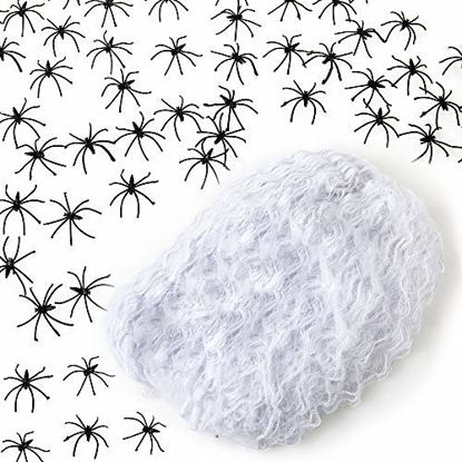 Picture of 1400 Sqft Spider Web Halloween Decorations, Fake Spider web Suppliers, Halloween Indoor and Outdoor Party Decorations, Include 120 spiders