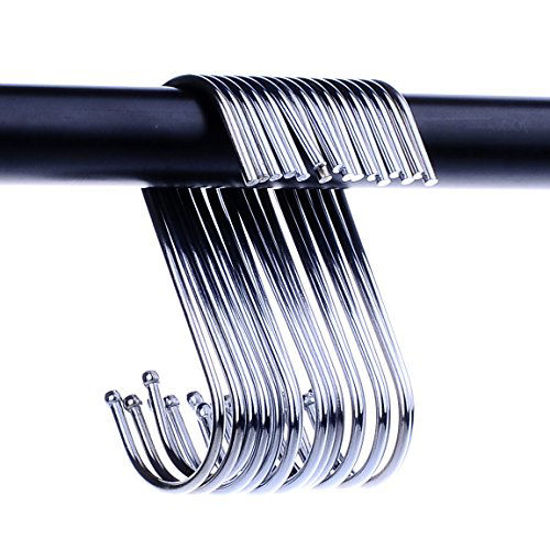 Picture of D-buy 40 Pack 3.5 inch S Hooks Heavy Duty S Hooks Plants Hooks S Hooks for hangings Outdoor Hooks Light Hooks Cup Hooks Large Hangers for Kitchen, Bathroom, Bedroom and Office (Silver)