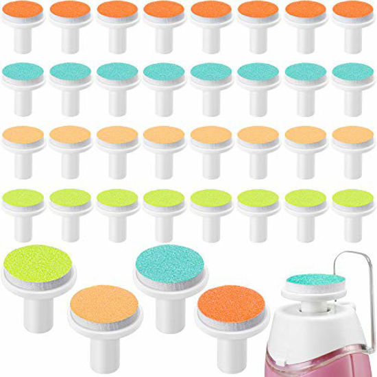 Picture of 36 Pieces Baby Nail File Pads Nail Trimmer Replacement Pads Electric Baby Nail Grinding Heads for Standard Electric Kid Nail Trimmer Suits to Newborn Infant Toddler (Pink, Light Blue, Green, Orange)