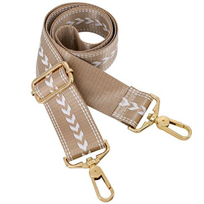 Picture of Shoulder strap Crossbody should strap Replacement metal swivel hook shoulder strap Guitar strap for Crossbody Bag/luggag (Beige Jacquard+)
