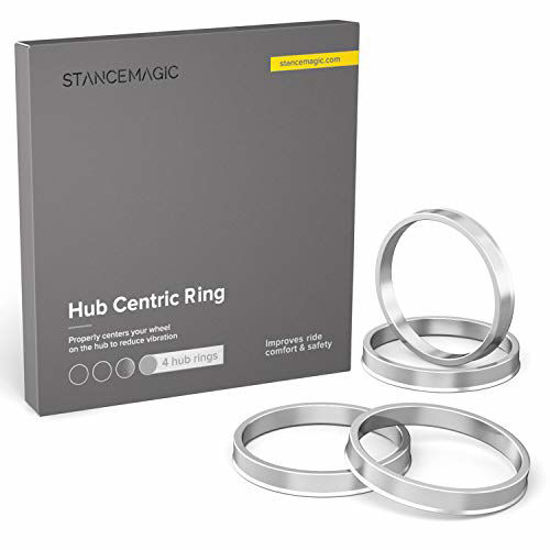 Hubcentric Rings - 57.1mm ID to 72.6mm OD Silver Aluminum Hubrings Pack of 4 Only Fits 57.1mm Vehicle Hub & 72.6mm Wheel Centerbore 