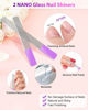 Picture of Glass Nail File and Nail Shiner, 4PC Crystal Nail File and Nano Glass Nail Buffer, Premium Set with Case, Professional Manicure Tool Fingernail Czech File for Natural Nail, Gift for Women and Girls