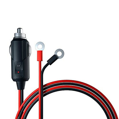 Picture of 10Ft Heavy Duty 12V 15A Cigarette Lighter Adapter Charger Cord Fused Male to Male Cigarette Lighter Socket Plug for Car Tire Compressor Car Inverter