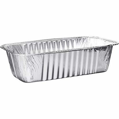 Picture of Plasticpro [5 Lb 10 Pack] Disposable Loaf Pans Aluminum Tin Foil Meal Prep Bakeware - Cookware Perfect for Baking Cakes, Bread, Meatloaf, Lasagna 5 Pound 12.5'' X 6.25'' X 3.5''
