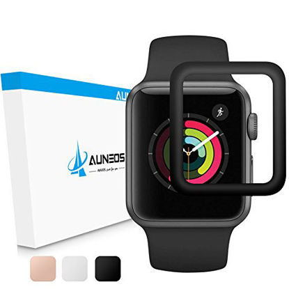 Picture of Screen Protector for Apple Watch [Exclusive to Series 3], AUNEOS Series 3 42MM Protector for Apple Watch [Self-Absorption] Tempered Glass Cover for Apple Watch Nike+, Hermès, Edition (Black, 42mm)