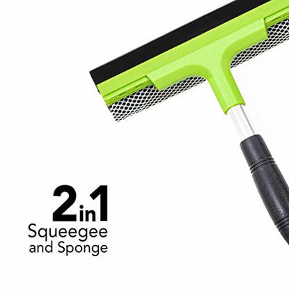 Picture of Window Squeegee Cleaning Tool | Squeegee Cleaner for Windows, Glass, Car Windshield | 2-in-1 Squeegee and Scrubber Sponge Washing Kit | Multi-Surface Washer - Indoor Outdoor Use