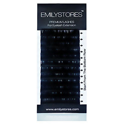 Picture of EMILYSTORES 0.05mm Thickness D Curl 12mm Length Lashes Silk Mink Eyelashes For Eyelash Extensions Single Size One Tray