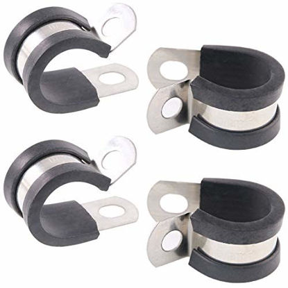 Picture of Keadic 20Pcs 5/8" (16mm) Cable Clamp Rubber Wire Clamps Stainless Steel Rubber Cushioned Insulated Clamps