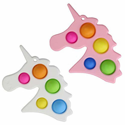 Picture of ZHENWOCAI Fingers Toys Fidget Simple Dimple Pop Bubble Sensory Toy Stress Relief Anti-Anxiety Tools for Adult Kids (2 Unicorn)