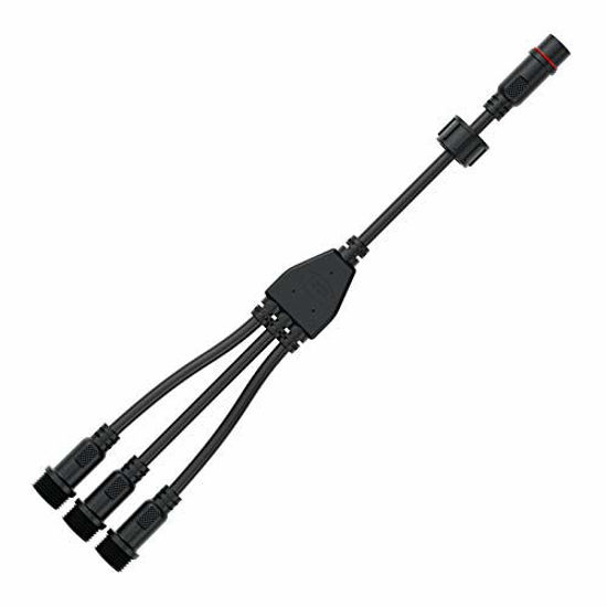 Picture of BTF-LIGHTING 2 Core 2 pin Big Size IP65 Y Shape 1 Male-Divided-3 Female Spillter Connctor Black Plastics 0.75mm²/18AWG 22mm Nut Support All BTF-LIGHTING 2 pin Connector 1 PCS