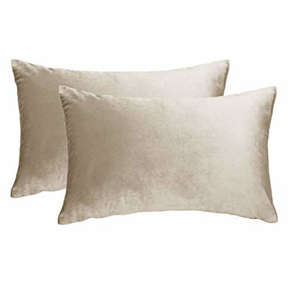 Picture of Decorative Small Lumbar Pillow Covers,Cushion Covers Velvet Cream Pillows,Sofa Throw 12 X 20 Pillow Covers