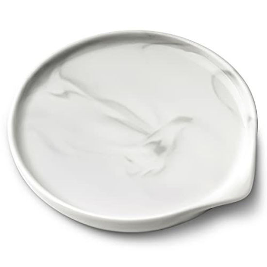 Picture of Large Spoon Rest,Ceramic Spoon Rest for Kitchen Counter Dishwasher Safe Marble Decor Spoon Holder for Kitchen,5.5 Inches White