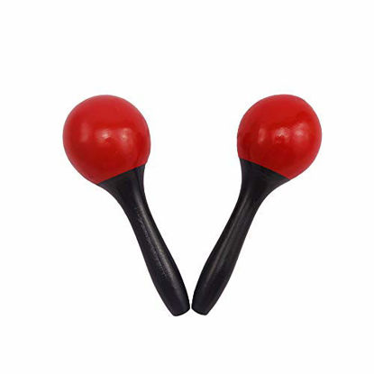 Picture of 2-Pack Wood Maracas Hand Shaker Red for Kids Toddles 1 pair Toddler