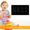 Picture of ENERLITES Screwless Decorator Wall Plates Child Safe Outlet Covers, Size 4-Gang 4.68" H x 8.30 L, Unbreakable Polycarbonate Thermoplastic, SI8834-BK, Glossy, Black