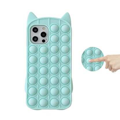 Picture of Pop Fidget Phone Case for iPhone 6/6S/7/8/SE 2020,Silicon Bubble Anxiety Stress Reliever Toys for Girls Boys Men Woman Adults,Interesting Gifts for All Age - Blue Cat