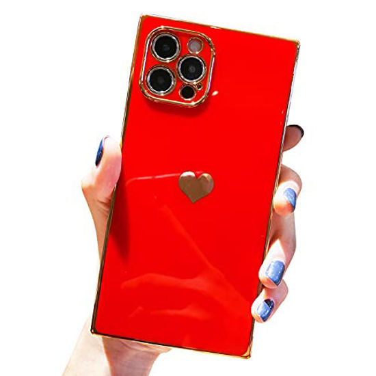 Square iPhone 11 Case,Tzomsze Cute Full Camera Lens Protection &  Electroplate Reinforced Corners Shockproof Edge Bumper Case Compatible with  iPhone 11