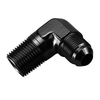 Picture of Black Aluminum 90 Degree Elbow -8 AN AN8 Male To 1/2" NPT Male Fitting Adaptor Connector