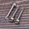 Picture of #8 x 1-1/2" (1/4" to 3" Available) Hex Washer Head Self Drilling Screws, Self Tapping Sheet Metal Tek Screws, 410 Stainless Steel, 100 PCS