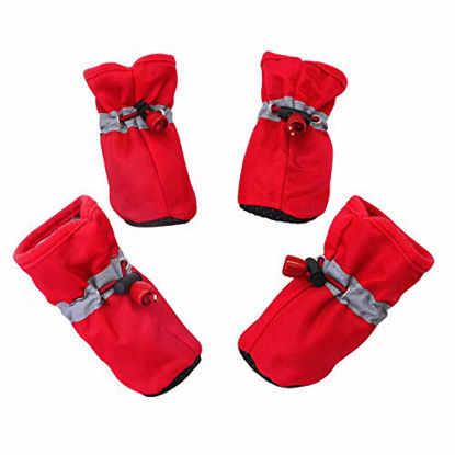 Picture of YAODHAOD Dog Boots Paw Protector, Anti-Slip Dog ShoesThese Comfortable Soft-Soled Dog Shoes are with Reflective Straps, for Small Dog (2, red)