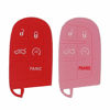 Picture of LemSa 2Pcs 5 Buttons Silicone Key Fob Cover Case Remote Keyless Protector Bag Holder Compatible with Jeep Grand Cherokee Dodge Challenger Charger Dart Durango Journey Chrysler 300, Red Pink