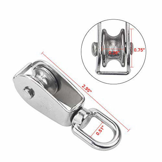 GetUSCart 4 Pcs 20MM Single Pulley Block, Stainless Steel Wire Rope