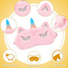 Picture of Plush Sleeping Eye Cover 3 Pieces Bunny Eye Blindfold Cat Sleep Eye Cover Unicorn Sleeping Eye Shade Soft Funny for Kids Girls and Adult Travel (Pink)