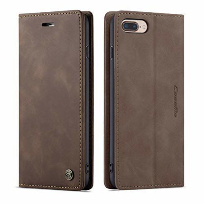 Picture of QLTYPRI iPhone 6 6S Case Vintage PU Leather Wallet Case TPU Bumper [Card Slots] [Hands-Free Kickstand] [Magnetic Closure] Shockproof Flip Folio Case for Apple iPhone 6/6S - Coffee