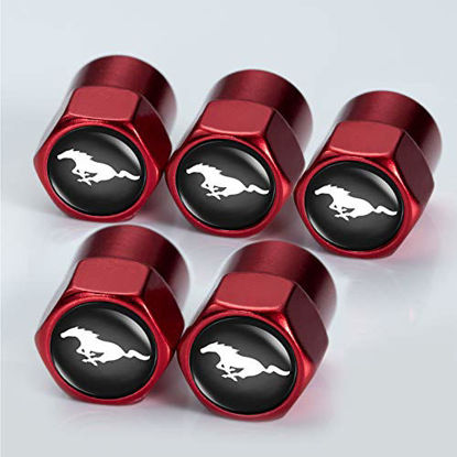 Picture of "N/A" 5 Pcs Metal Car Wheel Tire Valve Stem Caps for Mustang Car Model Series Styling Decoration Accessories.