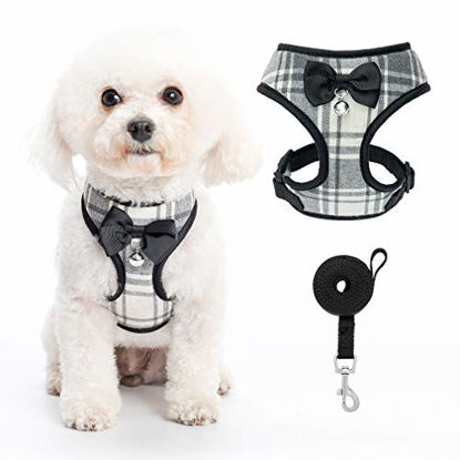 Picture of PUPTECK Small Dog Harness and Leash Set, Soft A-line Chest Strap with Bowite Bell, No Pull Dog Harness for Small Dogs Cats Puppies