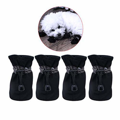 Picture of YAODHAOD Dog Boots Paw Protector, Anti-Slip Dog ShoesThese Comfortable Soft-Soled Dog Shoes are with Reflective Straps, for Small Dog (Size 6: 1.8"x1.3"(LW), Black)