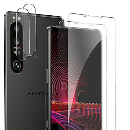 Picture of Suttkue for SO-NY Xperia 1 III Screen Protector [2 Pack] with Camera Lens Protector [2 Pack], 9H Hardness Anti-Scratch Tempered Glass, Case Friendly, Anti-Fingerprint,Anti-Scratch