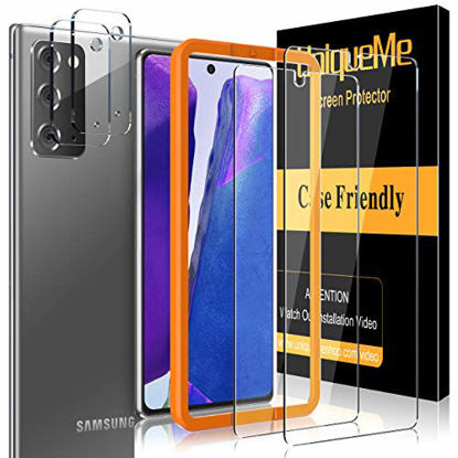 Picture of [ 4 Pack ] UniqueMe 2 Pack Screen Protector + 2 Pack Camera Lens Protector Tempered Glass for Samsung Galaxy Note 20,[Ultrasonic Fingerprint Compatible][Case Friendly] [Alignment Frame Easy Installation] HD Clear Anti-Scratch Film
