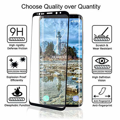Picture of KZLVN Galaxy S8 Screen Protector, Full Coverage HD Clear 3D Tempered Glass,[Edge-to-Edge][Easy Installation][High Definition][Anti-Scratch][9H Hardness] Screen Protector Compatible Samsung Galaxy S8