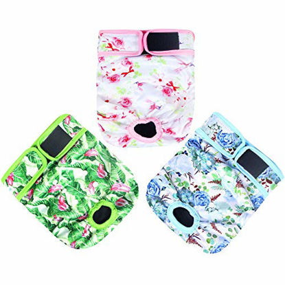 Picture of Paw Legend Reusable Female Dog Diapers(3 Pack, Flower, Small)