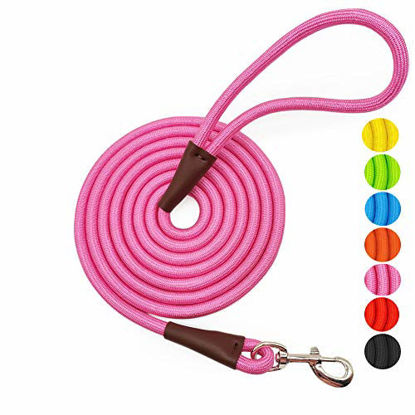 Picture of MayPaw 4FT/6FT/8FT/10FT Dog Leash, Classic Solid Colors, Durable Mountain Climbing Rope Dog Leash Reinforced with Leather Tailor Connection Heavy Duty Silver Clasp