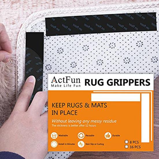8 PCS Rug Gripper, Reusable anti Slip Tape for Carpet Corners and