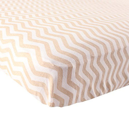 Picture of Luvable Friends Unisex Baby Fitted Crib Sheet, Tan Chevron, One Size