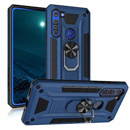 Picture of Ranyi Moto One 5G Ace Case, Moto G 5G Case, Heavy Duty Armor Case with 360 Rotating Ring Holder Kickstand Shock Absorbing Full Body Protective Rugged Case for Motorola One 5G Ace 6.7" -Blue