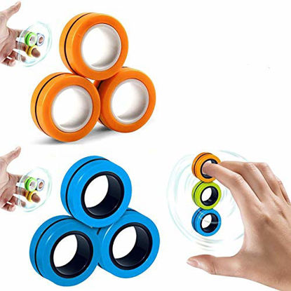 Picture of NAA 6PCS Magnetic Toys Magnetic Ring Toys Children Magnetic Fingertip Toys Magnetic Magic Rings Magnetic Bracelets Props Decompression Toys ADHD Anxiety Adult Rotating Toys