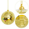 Picture of 2 Pieces Disco Mirror Balls Hanging Ball for 50s 60s 70s Disco DJ Light Effect Party Home Decoration Stage Props School Festivals Party Favors and Supplies 4 Inch (4inch, Gold)