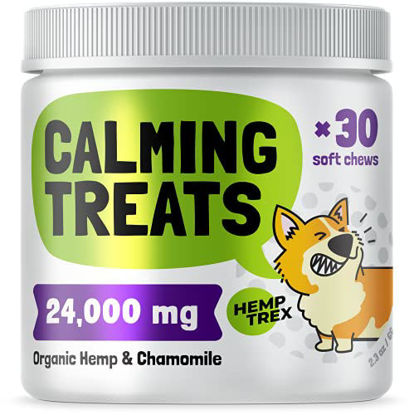 Picture of Calming Hemp Treats For Dogs - Made in USA with Organic Hemp - Dog Anxiety Relief - Natural Separation Aid - Helps with Barking, Chewing, Thunder, Fireworks, Aggressive behavior - 30 Soft Chews