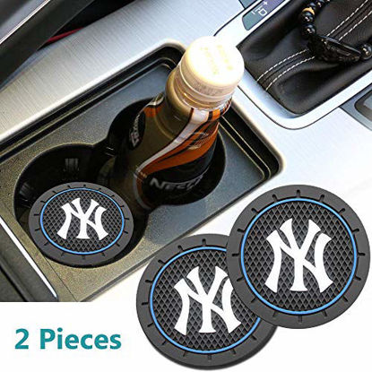 Picture of License plate frameX 2Pcs Durable Non-Slip Silicone New York NY Logo Cup Holder mat,Auto Cup Holder Insert Coaster padNY 2.8in