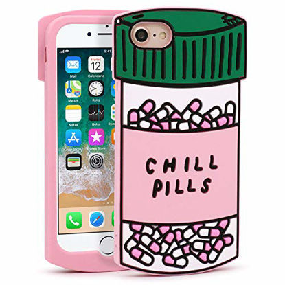Picture of YONOCOSTA Cute iPhone SE 2020 Case, iPhone 7 Case, iPhone 8 Case, Funny 3D Cartoon Capsule Bottle Chill Pills Soft Silicone Case Shockproof Back Cover for iPhone 7/ iPhone 8 (4.7" Inch)